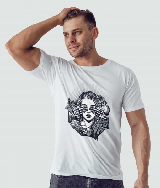 Мъжка тениска с щампа Готика Woman hidden eyes - TShirtArtShop.com